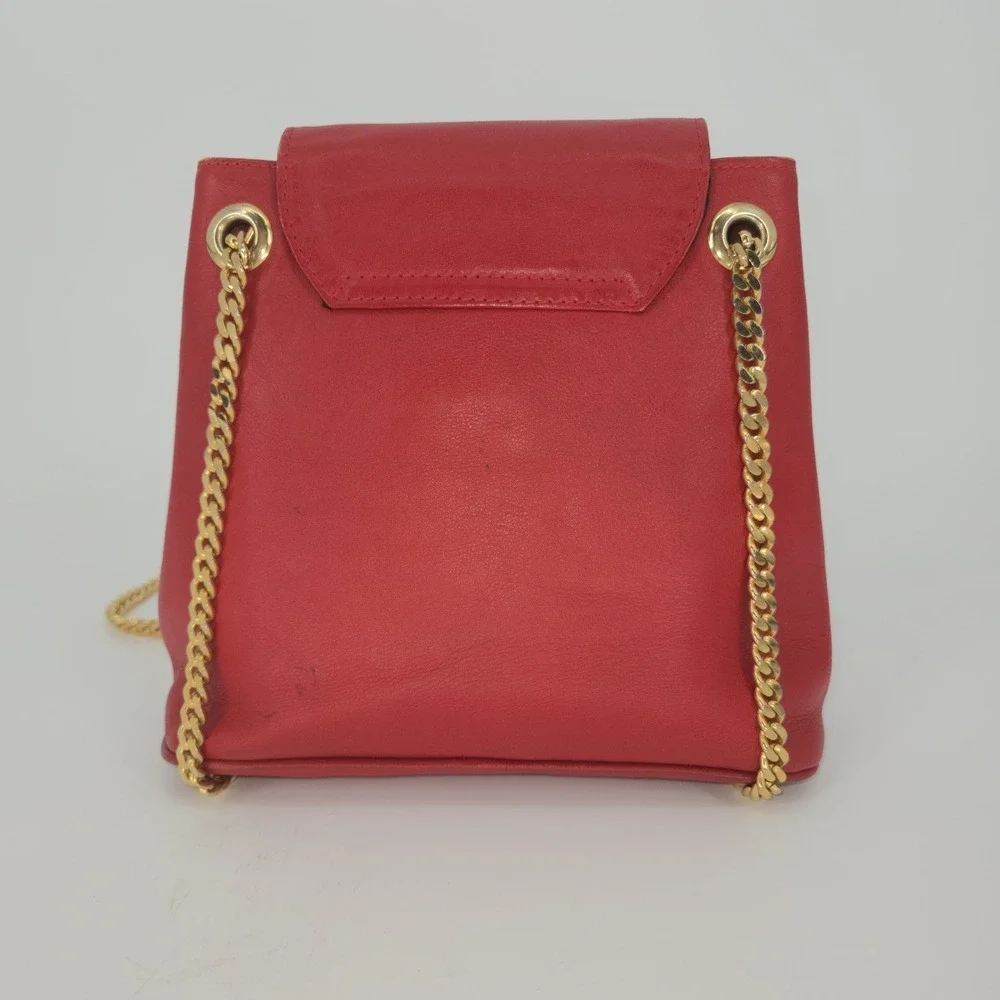 VTG Paloma Picasso 80s 90s Crossbody Leather Bag Red Signature‎ Gold Chain Italy